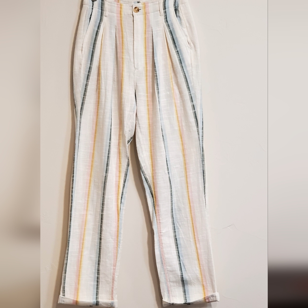 BillaBong+Salty Blonde New Moves Gauzy Cotton White/Stripes Pants, 26, Like New - Picture 7 of 16